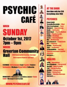 Read more about the article SPECIAL PSYCHIC CAFE EVENT, THIS SUNDAY, 1st OCTOBER 2017