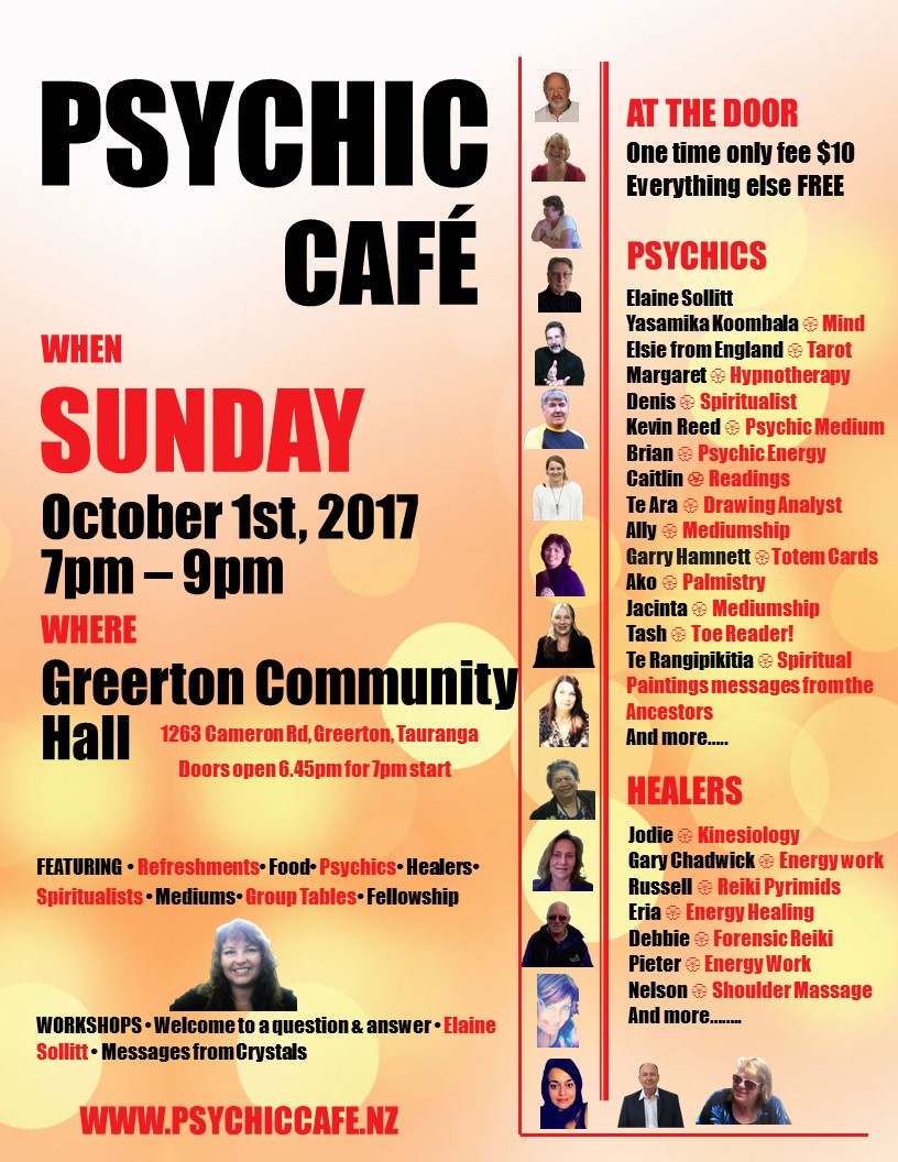 Read more about the article SPECIAL PSYCHIC CAFE EVENT, THIS SUNDAY, 1st OCTOBER 2017